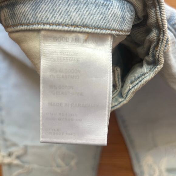 Good American 90s light was distressed baggy straight leg jeans SIZE 12 - Picture 5 of 6